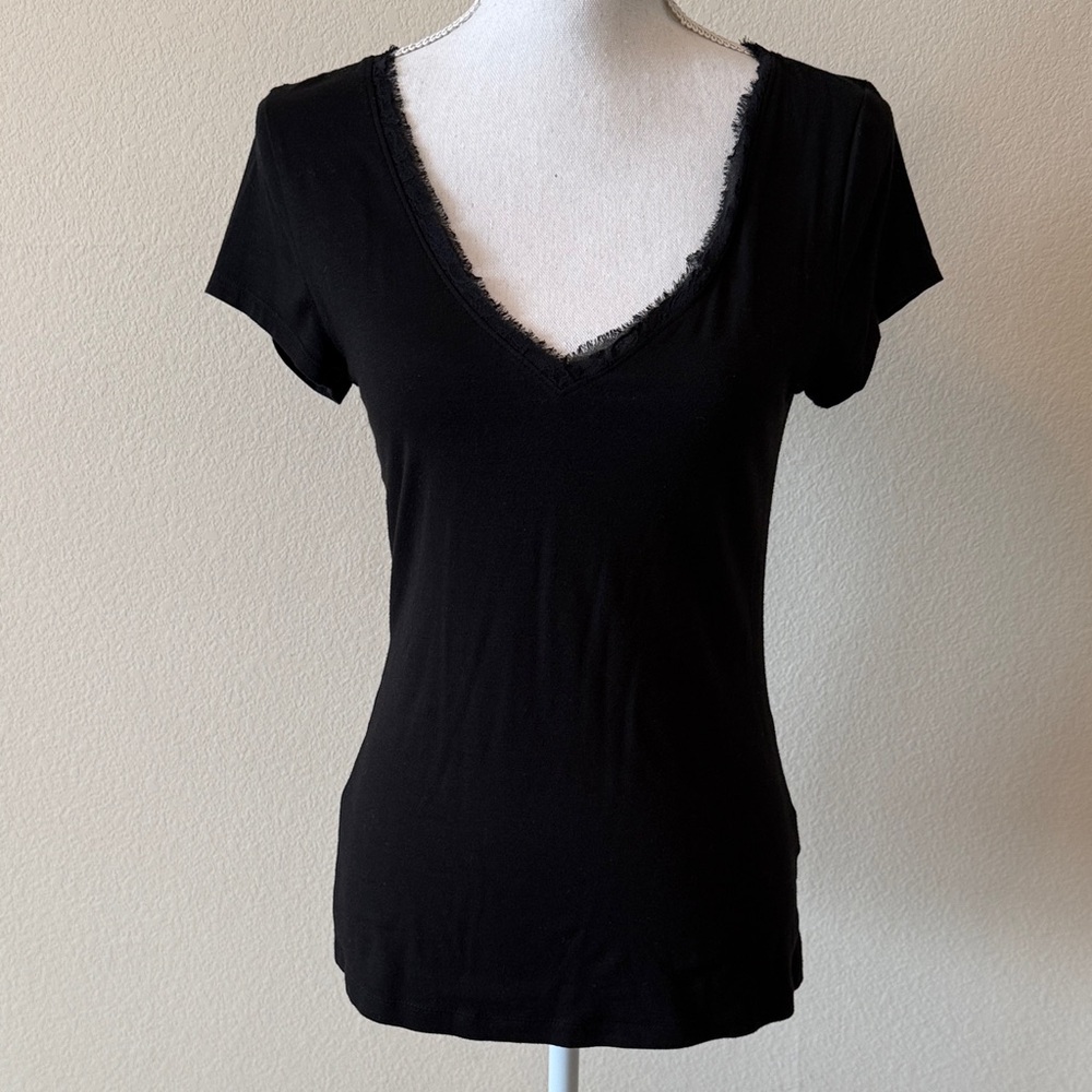 Banana Republic Factory Black Short Sleeve V-Neck Tee